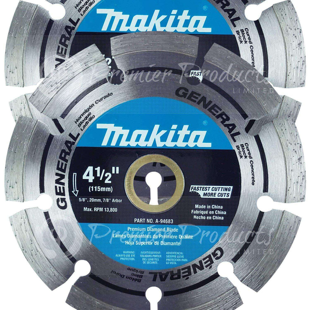 Makita 2 Pack - 4.5" Segmented Rim Diamond Blades For Grinders On Concrete and Brick