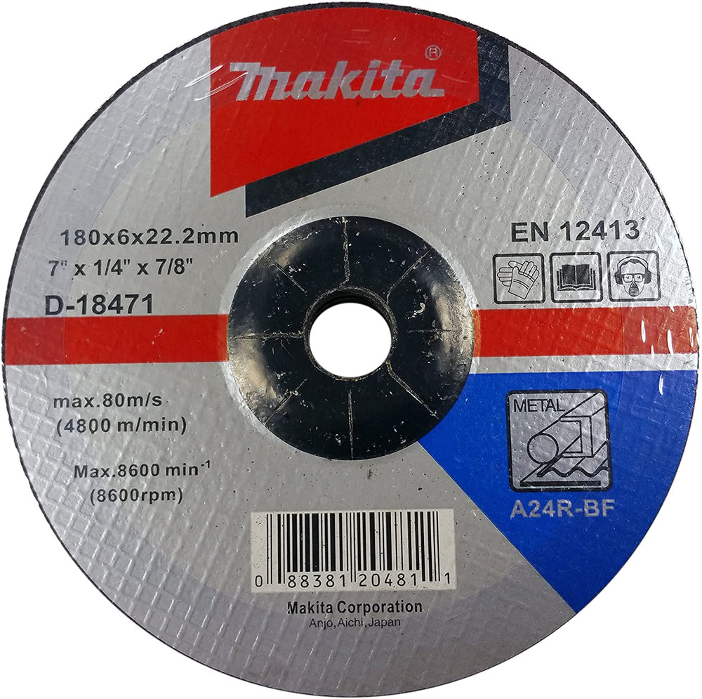 Makita 5 Pack - 7 Inch Grinding Wheel For 7”+ Grinders - Aggressive Grinding For Metal - 7” x 1/4" x 7/8"