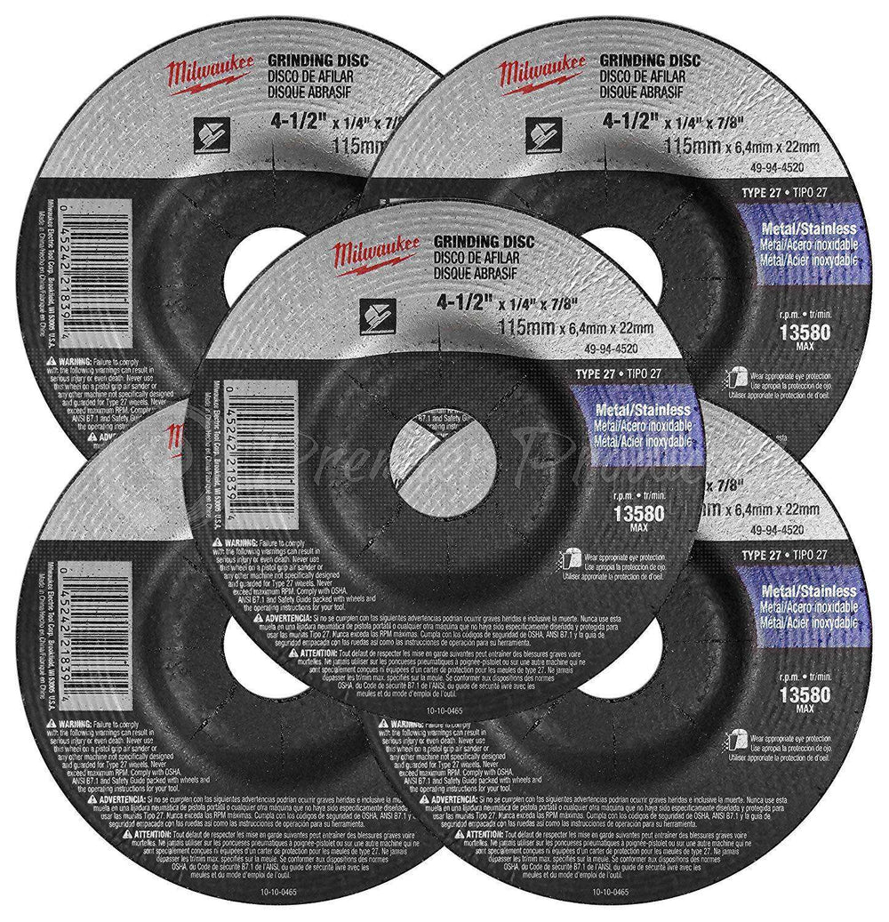 milwaukee-5-pack-4-1-2-grinding-wheel-for-grinders-aggressive-grinding-for-metal-stainless-steel-4-1-2-x-1-4-x-7-8-inch-depressed