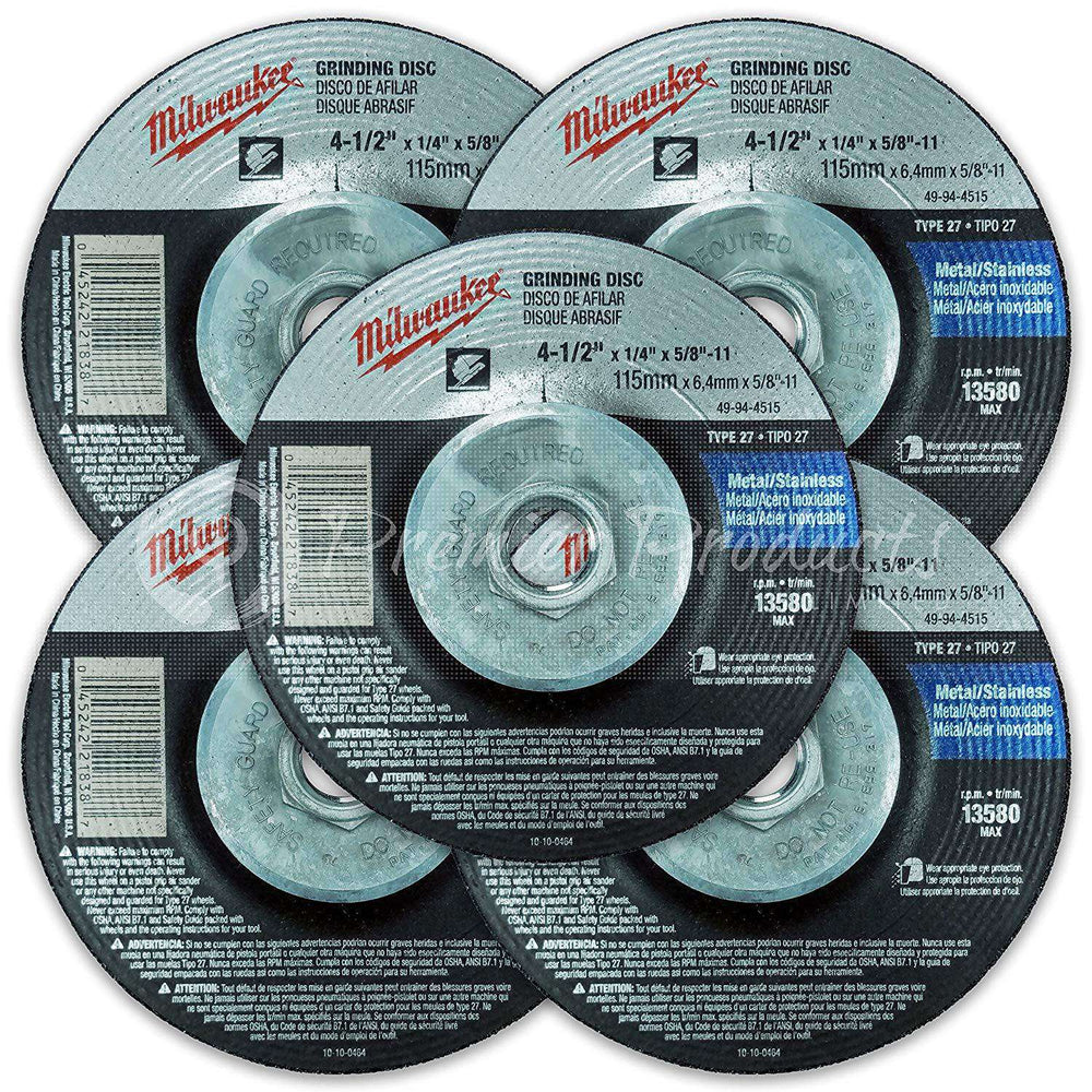 milwaukee-5-pack-4-1-2-hubbed-grinding-wheel-for-grinders-aggressive-grinding-for-metal-stainless-steel-4-1-2-x-1-4-x-5-8-inch-11-unc-depressed