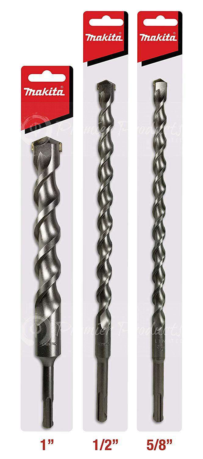 Makita 3 Piece - SDS-Plus Long Drill Bit Set For Rotary Hammers In Concrete & Masonry