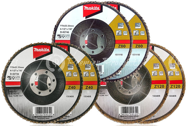 Makita 6 Piece - Multi Grit Flap Disc Set For Grinders On Metal, Stainless Steel & Non-Ferrous
