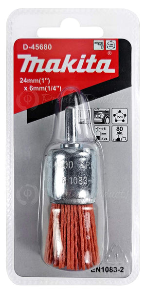 Makita 1 Piece - 1" Nylon End Brush For Power Drills - Light-Duty Conditioning For All Applications - 80 Grit