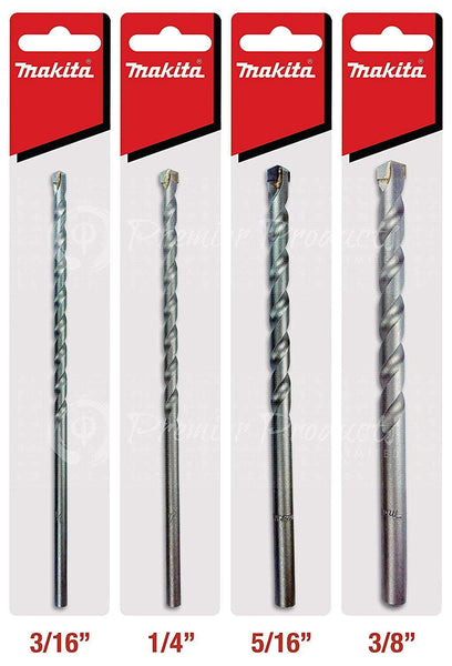 Makita 4 Piece - Complete Concrete Drill Bit Set For Hammer Drills In Masonry & Concrete