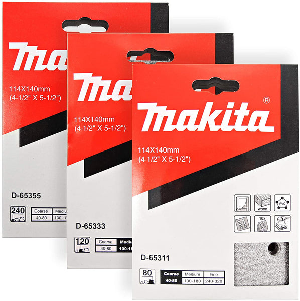 Makita 30 Piece - 4.5" Multi-Grit Sanding Paper Set For 4.5" Finishing Sanders - Complete Sanding Set For Wood & Plastic - 80-240 Grits