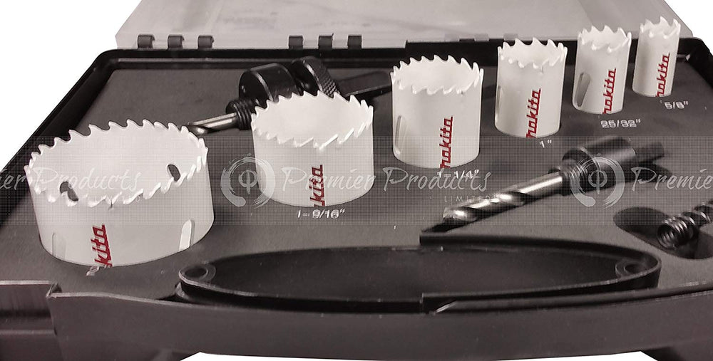 Makita 9 Piece - Electricians Bi-Metal Hole Saw Kit For Drills - Precise Boring Into All Materials