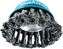 Makita 1 Piece - 3 Inch Knotted Wire Cup Brush For Grinders - Heavy-Duty Conditioning For Metal