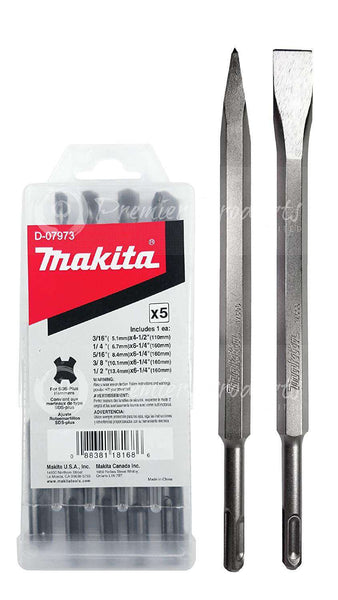 Makita 7 Piece - SDS-Plus Drill Bit Set & Bull Point For Rotary Hammers In Concrete & Masonry