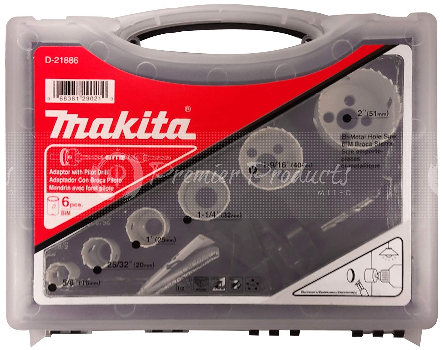 Makita 9 Piece - Electricians Bi-Metal Hole Saw Kit For Drills - Precise Boring Into All Materials