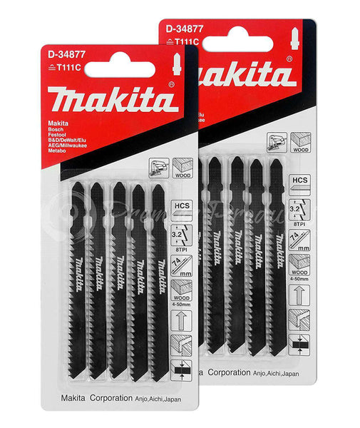 Makita 10 Piece - T Shank Jigsaw Blades For Jigsaws On Wood & PVC