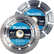 Makita 2 Piece - 4.5" Segmented & Turbo Rim Diamond Blade Set For Grinders On Concrete and Brick
