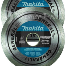 Makita 2 Pack - 4 Inch Continuous Rim Diamond Blades For 4 Inch Grinders On Tile and Stone