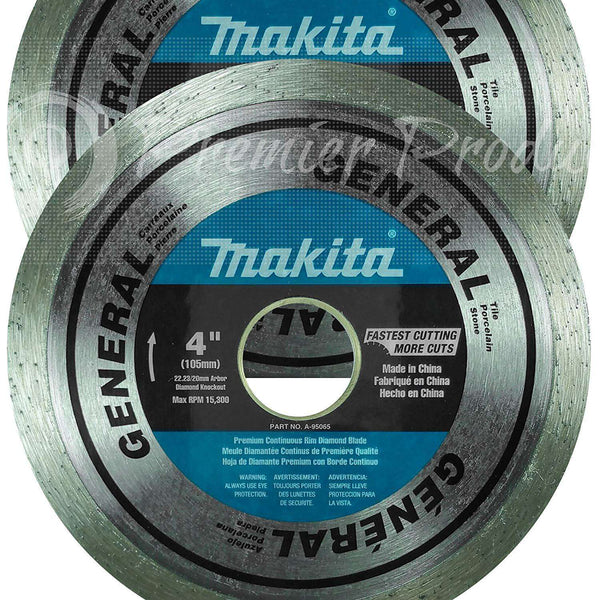 Makita 2 Pack - 4 Inch Continuous Rim Diamond Blades For 4 Inch Grinders On Tile and Stone