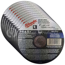Milwaukee 10 Pack - 6 Inch Cut Off Wheels For Grinders On Metal & Stainless Steel