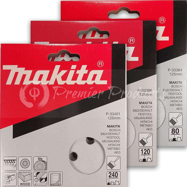 Makita 30 Piece - Multi Grit SandPaper Disc Set For 5 Inch Random Orbit Sanders On Wood, Metal & Plastic