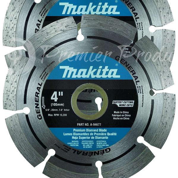 Makita 2 Pack - 4 Inch Segmented Rim Diamond Blades For 4 Inch Grinders On Concrete and Brick