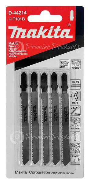 Makita 5 Piece - T Shank Jigsaw Blades For Jigsaws On Wood & PVC