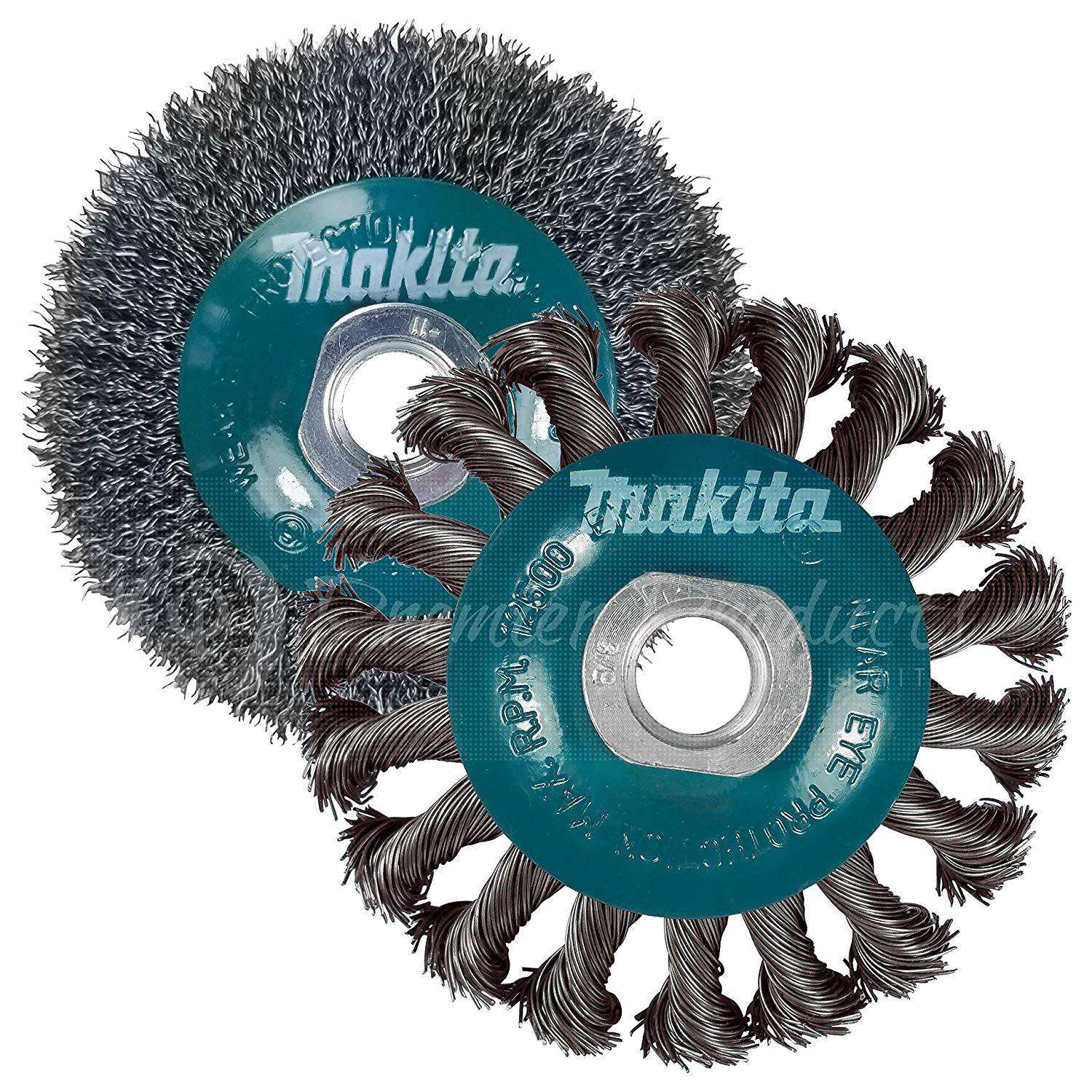 Makita 2 Piece - 4 Inch Crimped & Twist Wire Wheel Brush Set For 4.5
