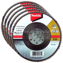 Makita 5 Pack - 80 Grit Flap Disc For Grinders On Metal, Stainless Steel & Non-Ferrous