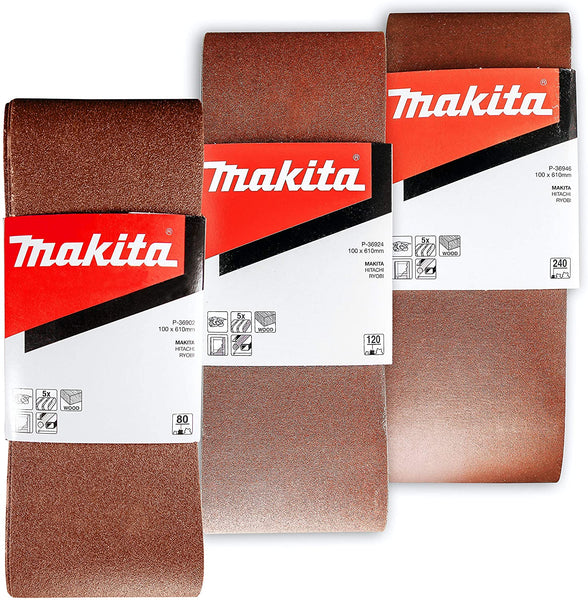Makita 15 Piece - 4" Multi-Grit Sanding Belt Set For 4" Belt Sanders – Complete Sanding Set For Wood & Metal - 80-240 Grits